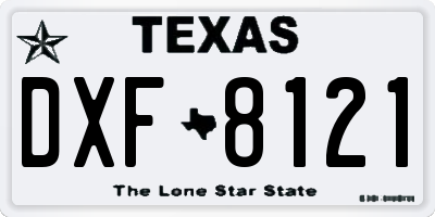 TX license plate DXF8121