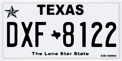 TX license plate DXF8122