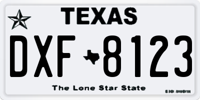 TX license plate DXF8123
