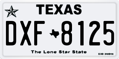 TX license plate DXF8125