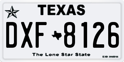 TX license plate DXF8126