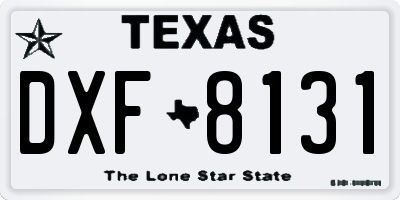 TX license plate DXF8131