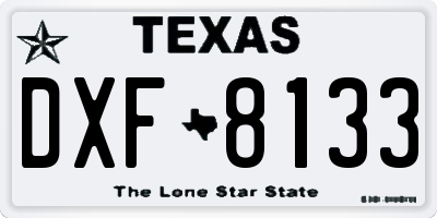 TX license plate DXF8133
