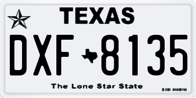 TX license plate DXF8135