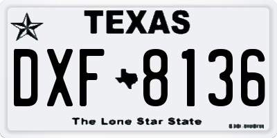 TX license plate DXF8136