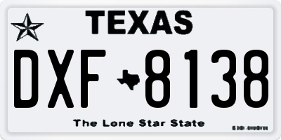 TX license plate DXF8138