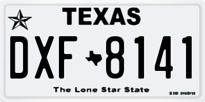 TX license plate DXF8141