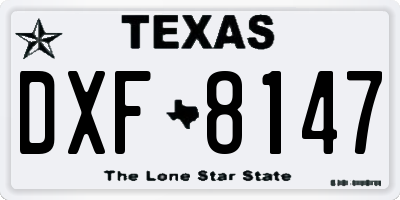 TX license plate DXF8147