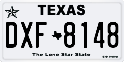 TX license plate DXF8148