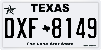 TX license plate DXF8149