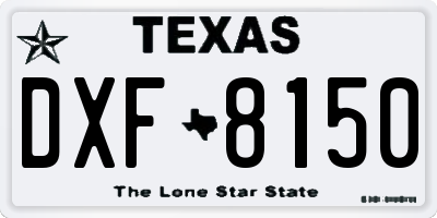 TX license plate DXF8150
