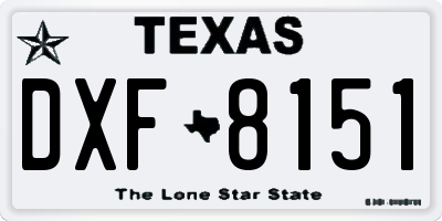 TX license plate DXF8151