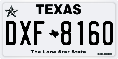 TX license plate DXF8160