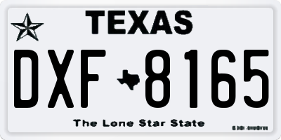 TX license plate DXF8165