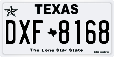 TX license plate DXF8168