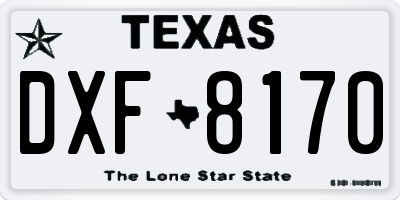 TX license plate DXF8170