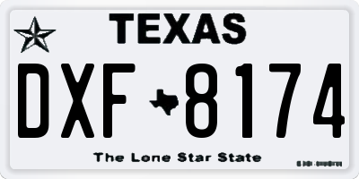 TX license plate DXF8174