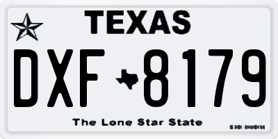 TX license plate DXF8179