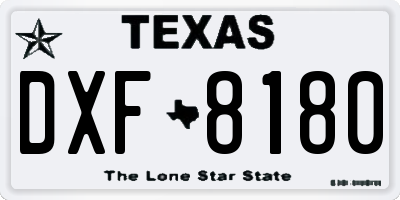 TX license plate DXF8180