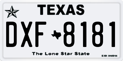 TX license plate DXF8181