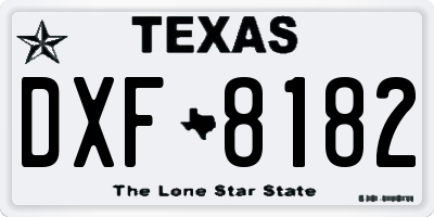 TX license plate DXF8182