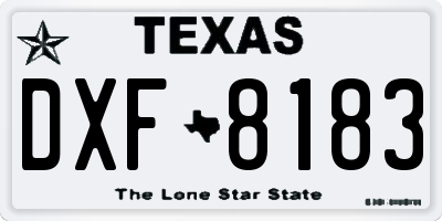 TX license plate DXF8183