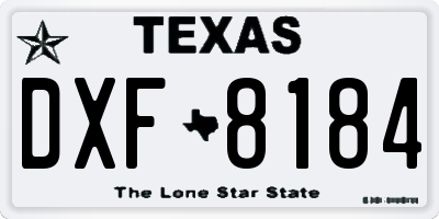 TX license plate DXF8184