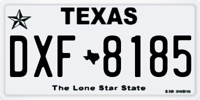 TX license plate DXF8185