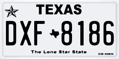 TX license plate DXF8186