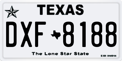 TX license plate DXF8188