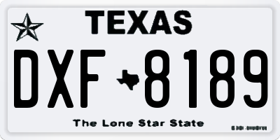 TX license plate DXF8189