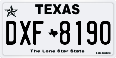 TX license plate DXF8190
