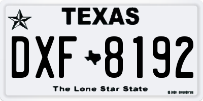 TX license plate DXF8192