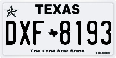 TX license plate DXF8193