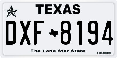 TX license plate DXF8194