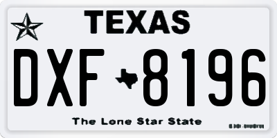 TX license plate DXF8196