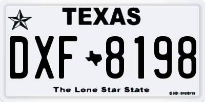 TX license plate DXF8198