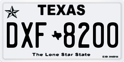 TX license plate DXF8200