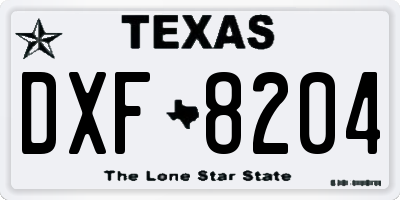 TX license plate DXF8204