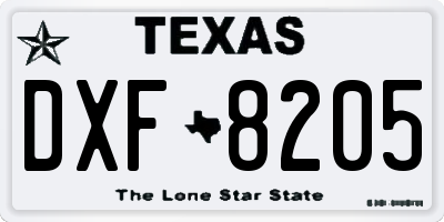 TX license plate DXF8205
