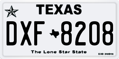 TX license plate DXF8208
