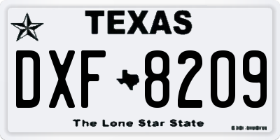 TX license plate DXF8209