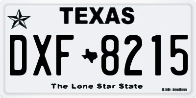 TX license plate DXF8215
