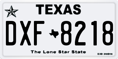 TX license plate DXF8218