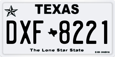 TX license plate DXF8221
