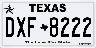 TX license plate DXF8222