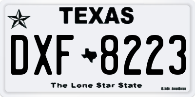 TX license plate DXF8223
