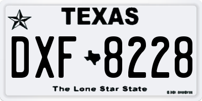 TX license plate DXF8228