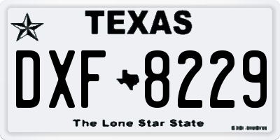 TX license plate DXF8229