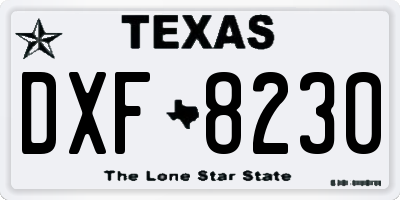 TX license plate DXF8230